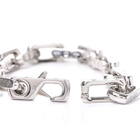 Louis Vuitton Monogram Chain Bracelet Silver .